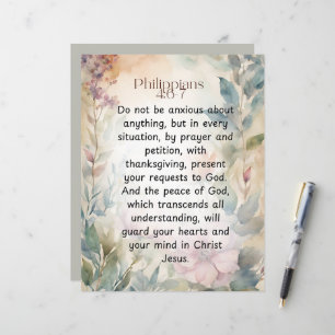 Philippians 4:6-7 Christian Bible Verse Watercolor