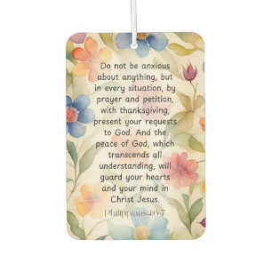 Philippians 4:6-7 Christian Bible Verse Watercolor Car Air Freshener