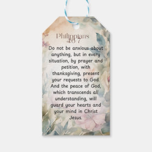 Philippians 4:6-7 Christian Bible Verse Watercolor Gift Tags