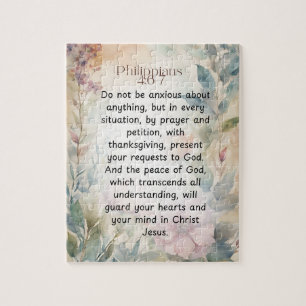 Philippians 4:6-7 Christian Bible Verse Watercolor Jigsaw Puzzle