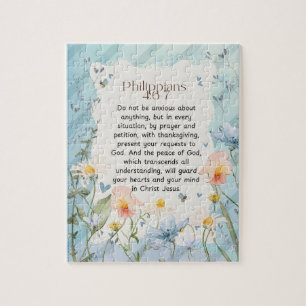 Philippians 4:6-7 Christian Bible Verse Watercolor Jigsaw Puzzle