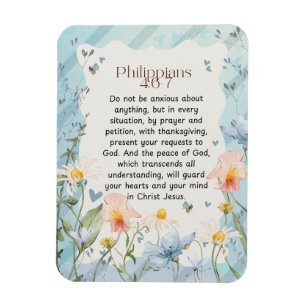 Philippians 4:6-7 Christian Bible Verse Watercolor Magnet