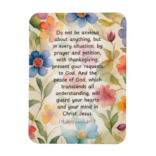 Philippians 4:6-7 Christian Bible Verse Watercolor Magnet