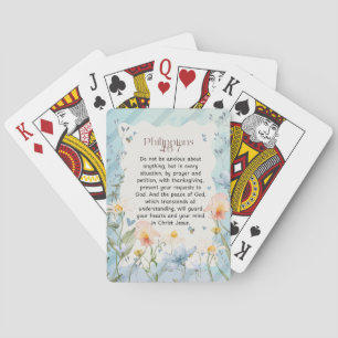 Philippians 4:6-7 Christian Bible Verse Watercolor Playing Cards
