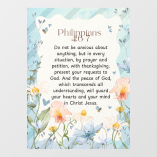 Philippians 4:6-7 Christian Bible Verse Watercolor Window Cling