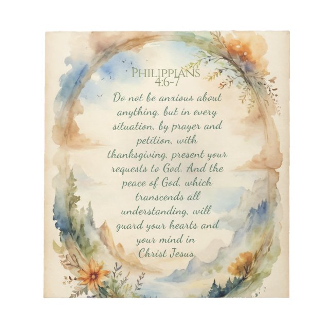 Philippians 4:6–7 Christian Encouragement Gift Notepad (Front)