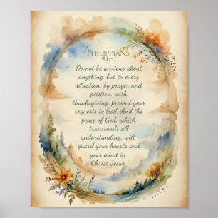 Philippians 4:6–7 Christian Encouragement Gift Poster