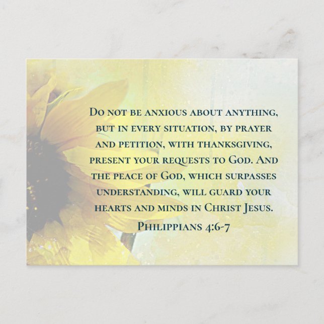 Philippians 4:6-7 Do not be Anxious About Anything Postcard (Front)