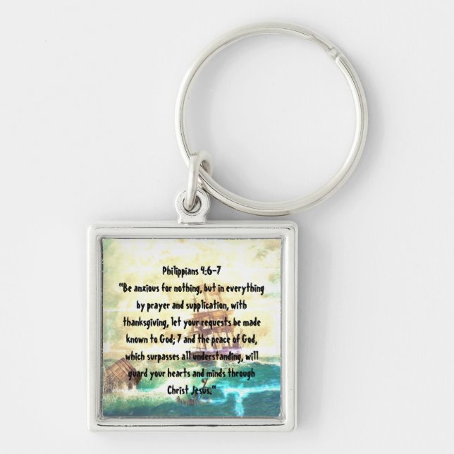 Philippians 4:6-7- God will give you peace  Key Ring (Front)