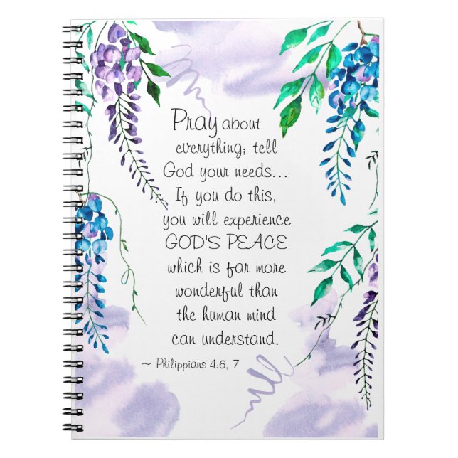 Philippians 4:6-7 Pray about Everything Bible Notebook (Front)