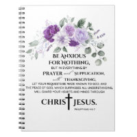 Philippians 4:6-7 Scripture Purple Flowers