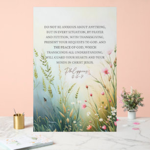 Philippians 4:6-7 Wildflower Bible Verse Christian Acrylic Sign