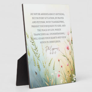 Philippians 4:6-7 Wildflower Bible Verse Christian Plaque