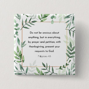 Philippians 4:6, Bible Verse 15 Cm Square Badge