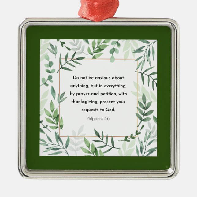 Philippians 4:6, Bible Verse, Metal Tree Decoration (Front)