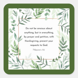 Philippians 4:6, Bible Verse,  Square Sticker