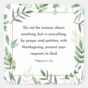 Philippians 4:6, Bible Verse Square Sticker