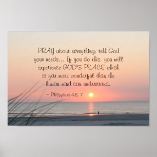 Philippians 4:6 Pray About Everything Ocean Sunset Poster