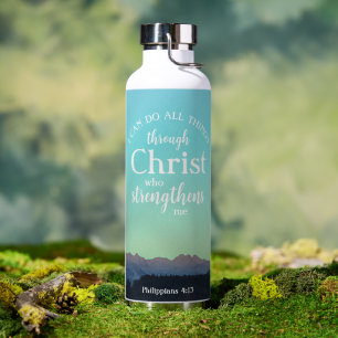 Philippians 4:7   Personalized Modern Mountain Water Bottle