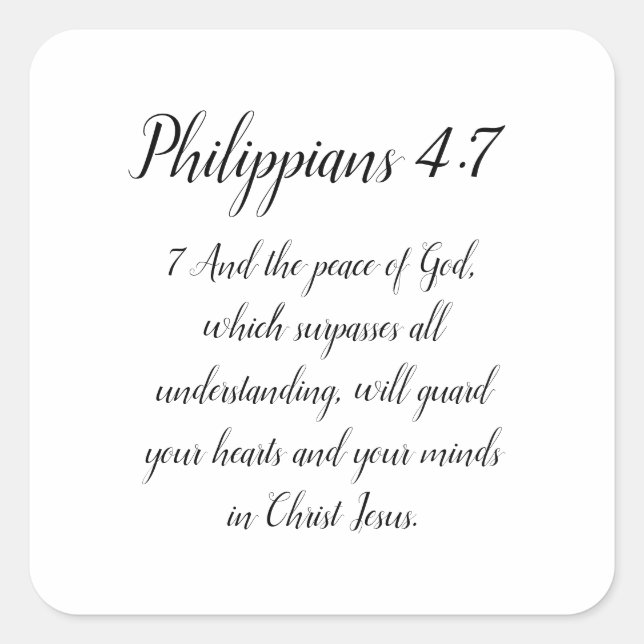 Philippians 4:7 square sticker (Front)