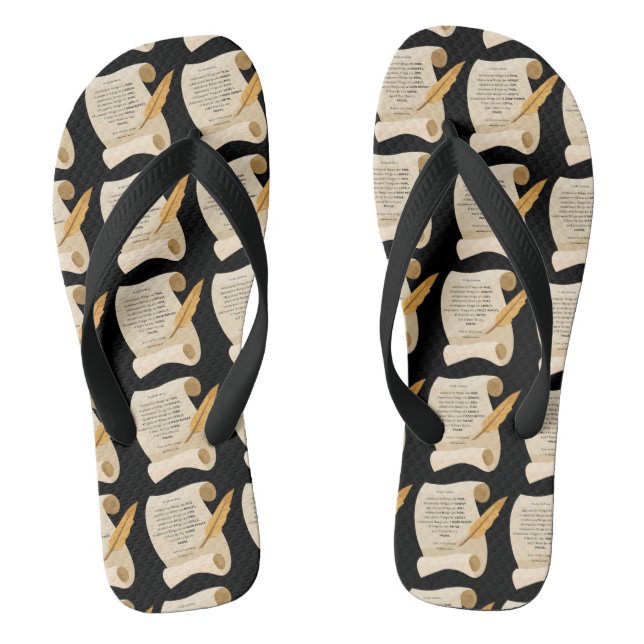 Philippians 4:8 Bible Quote Scroll All-Over Unisex Flip Flops (Footbed)