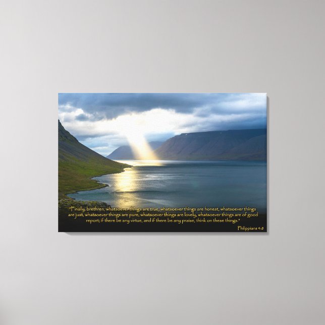 Philippians 4:8 Christian Bible Verse Canvas Art (Front)