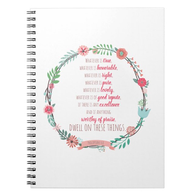 Philippians 4 8 notebook (Front)