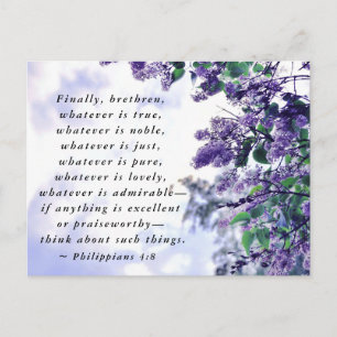 Philippians 4:8 Whatever is Noble Bible Verse Postcard