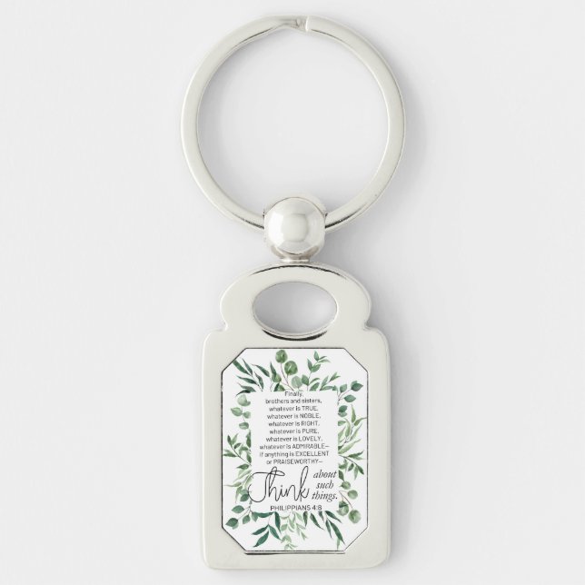 Philippians 4:8 Whatever is Noble Eucalyptus Key Ring (Front)