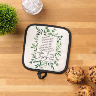 Philippians 4:8 Whatever is Noble Eucalyptus Pot Holder
