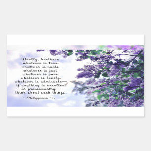 Philippians 4:8 Whatever is True Bible Verse Rectangular Sticker