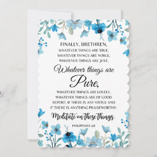 Philippians 4:8 Whatever things are Noble Floral Holiday Card