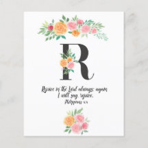 Philippians 4, Letter R, watercolor scripture carf