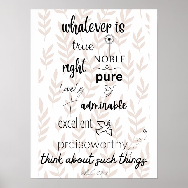 Philippians 4 Whatever is True Poster (Front)