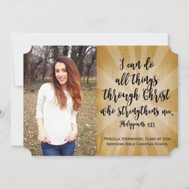 Philippians Christian Bible Verse Photo Graduation Invitation (Front)