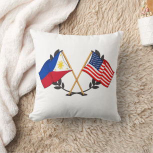 Philippine American Flag Filipino Heritage Vintage Cushion