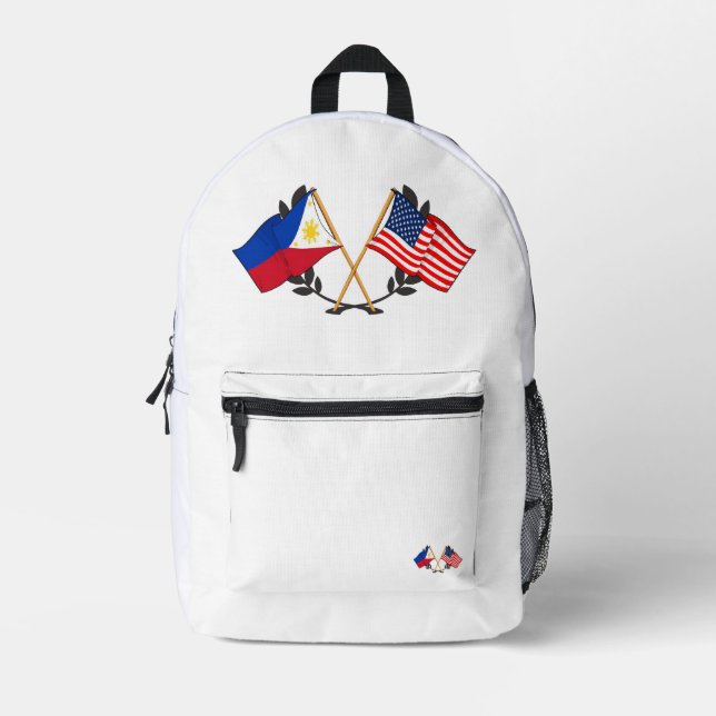 Philippine American Flag Filipino Heritage Vintage Printed Backpack (Front)