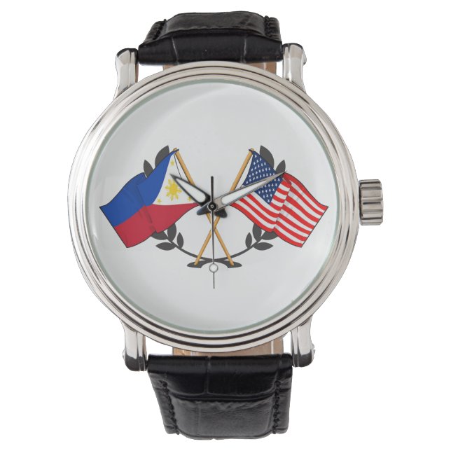Philippine American Flag Filipino Heritage Vintage Watch (Front)