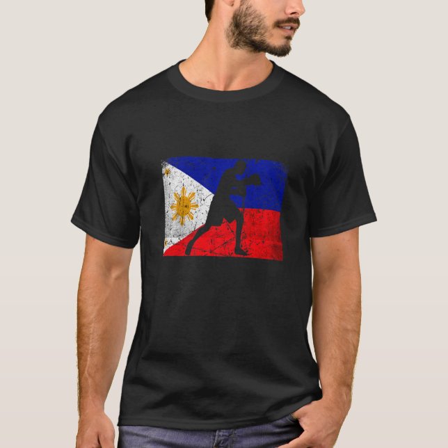 Philippine Boxing Philippine Flag Boxing Filipino  T-Shirt (Front)