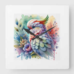 Philippine Cockatoo 221024AREF141 - Watercolor Square Wall Clock