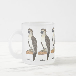Philippine eagle bird cartoon illustration  frosted glass coffee mug