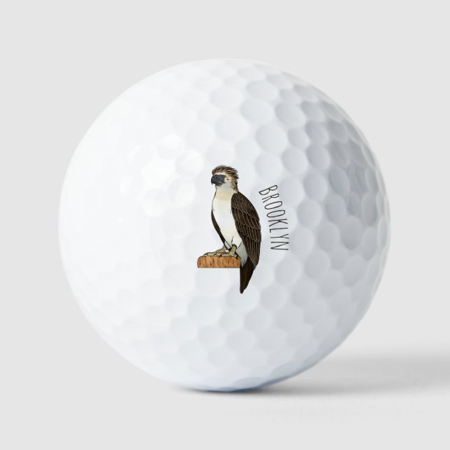 Philippine eagle bird cartoon illustration  golf balls (Front)