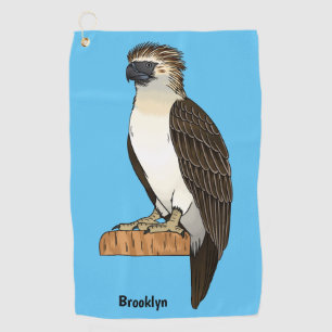 Philippine eagle bird cartoon illustration golf towel