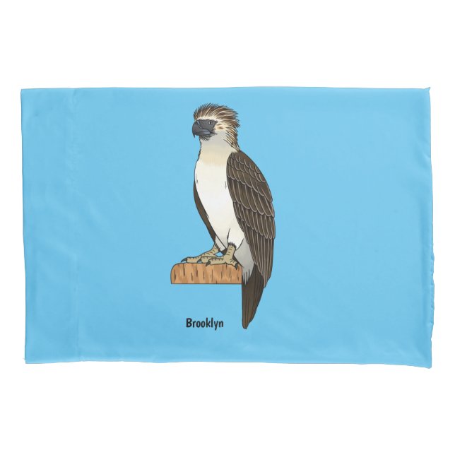 Philippine eagle bird cartoon illustration pillowcase (Front)