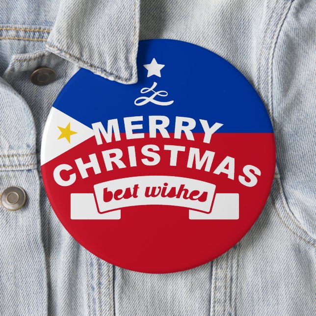 Philippine Flag Christmas: Merry Christmas & Best  6 Cm Round Badge (In Situ)