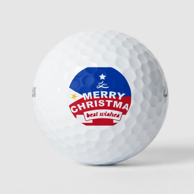 Philippine Flag Christmas: Merry Christmas & Best  Golf Balls (Front)