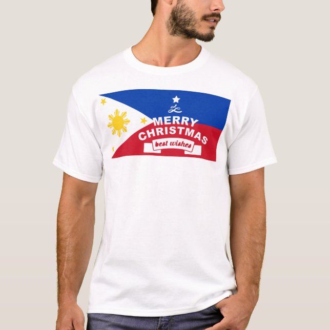 Philippine Flag Christmas: Merry Christmas & Best  T-Shirt (Front)
