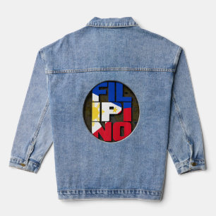 Philippine Flag Filipino Flag Pinoy Flag Styled  Denim Jacket