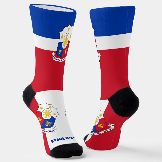 Philippine Flag Patriotic, Sustainable Philippines Socks (Angled)