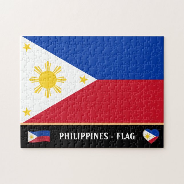 Philippine Flag & Philippino country / Philippines Jigsaw Puzzle (Horizontal)